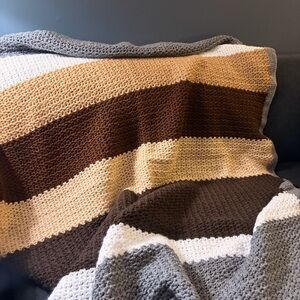 Cozy Striped Crochet Throw Blanket
